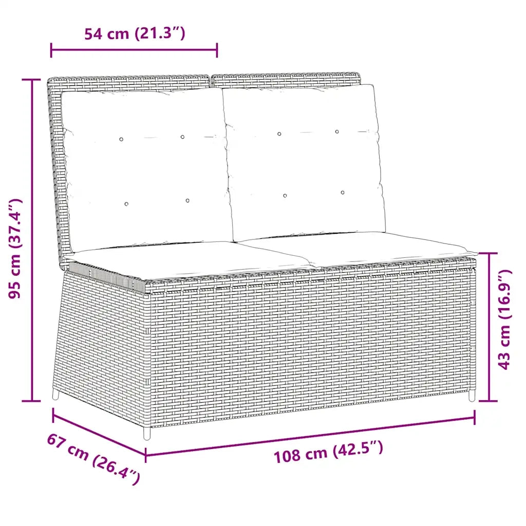 Panca Reclinabile Giardino con Cuscini Grigio Chiaro Polyrattan 368969