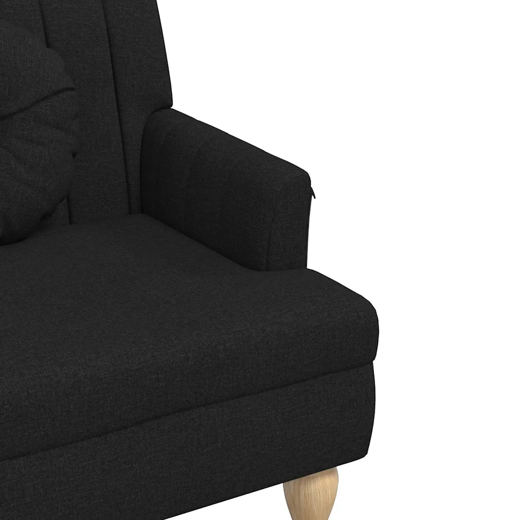 Panca con Cuscini-Sgabello-Divano Nera 113x64,5x75,5 cm in Tessuto