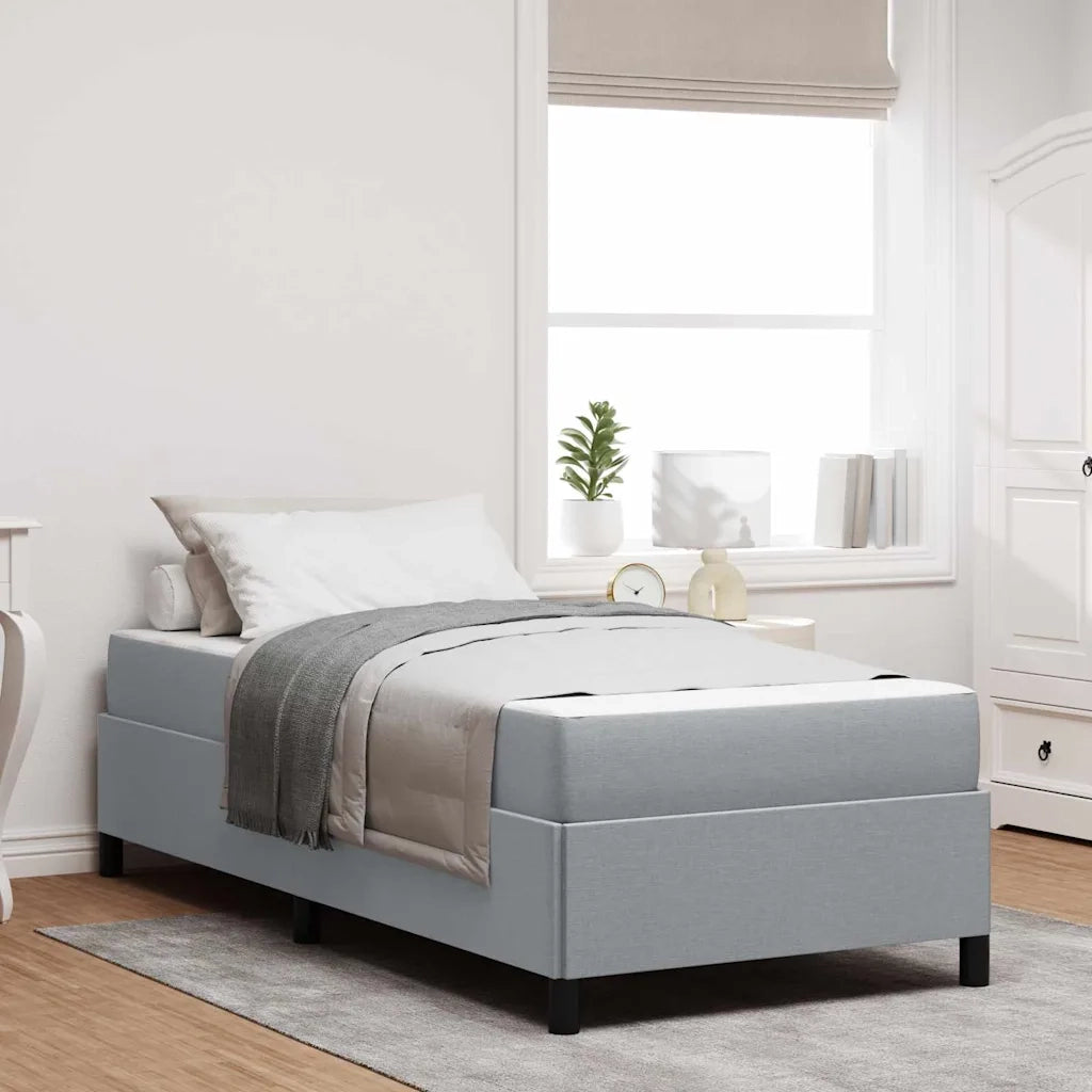 Letto a molle con materasso Grigio chiaro 90 x 190 cm Tessuto