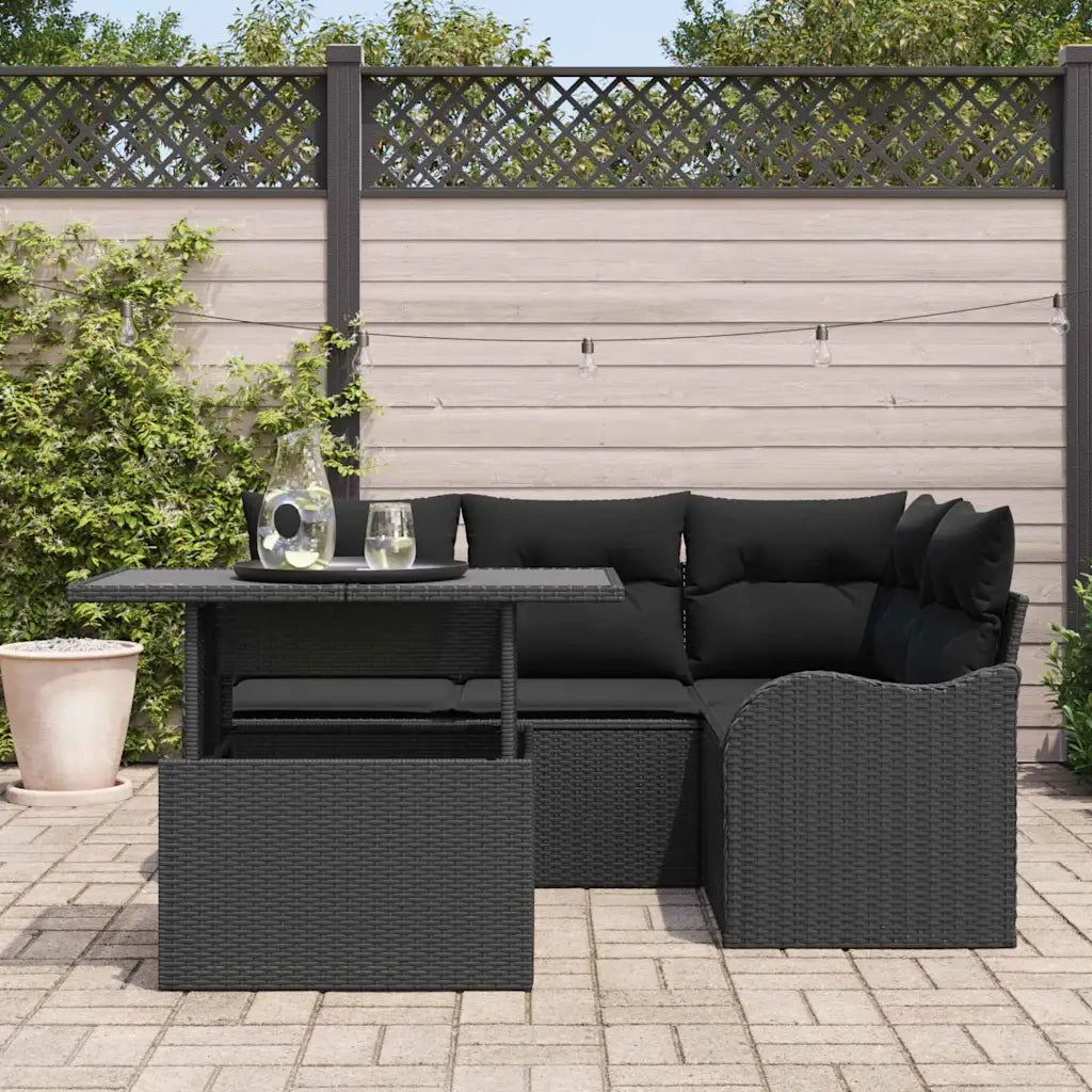 Set Divano da Giardino 5 pcs Nero Rattan in Polipropilene 3357196