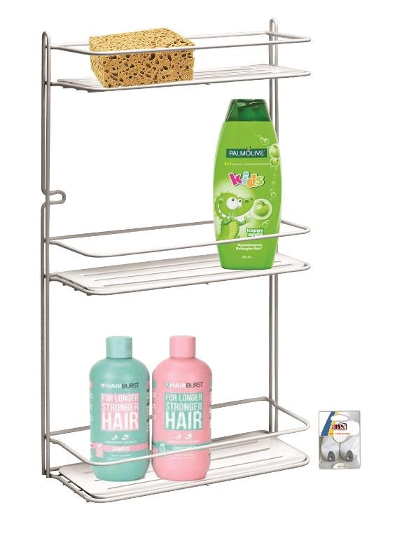 Mensola Frontale Doccia Ice Cromata + Plastica 3 Piani 28 x 11 x 48 cm Artex