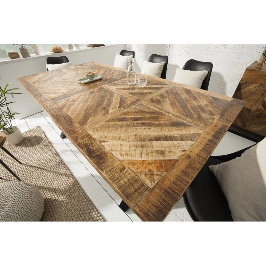 Table ZAREL 200 cm – Piano in legno massiccio di mango e metallo nero