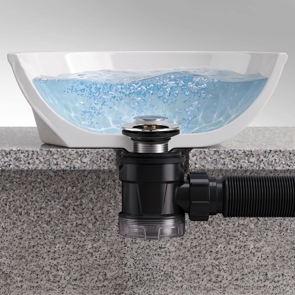 Kit Sifone flessibile salvaspazio lavabo e Piletta Click Clack cromata