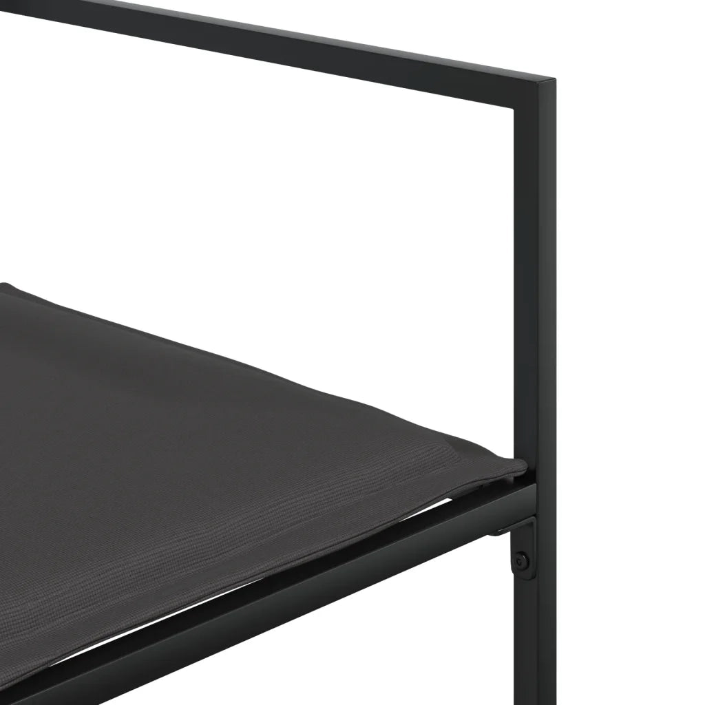 Set da Pranzo da Giardino 15 pz con Cuscini Nero in Textilene 3295081