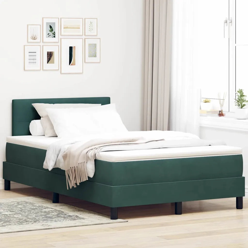 Letto a molle con materasso Verde Scuro 120 x 200 cm Velluto 3339101