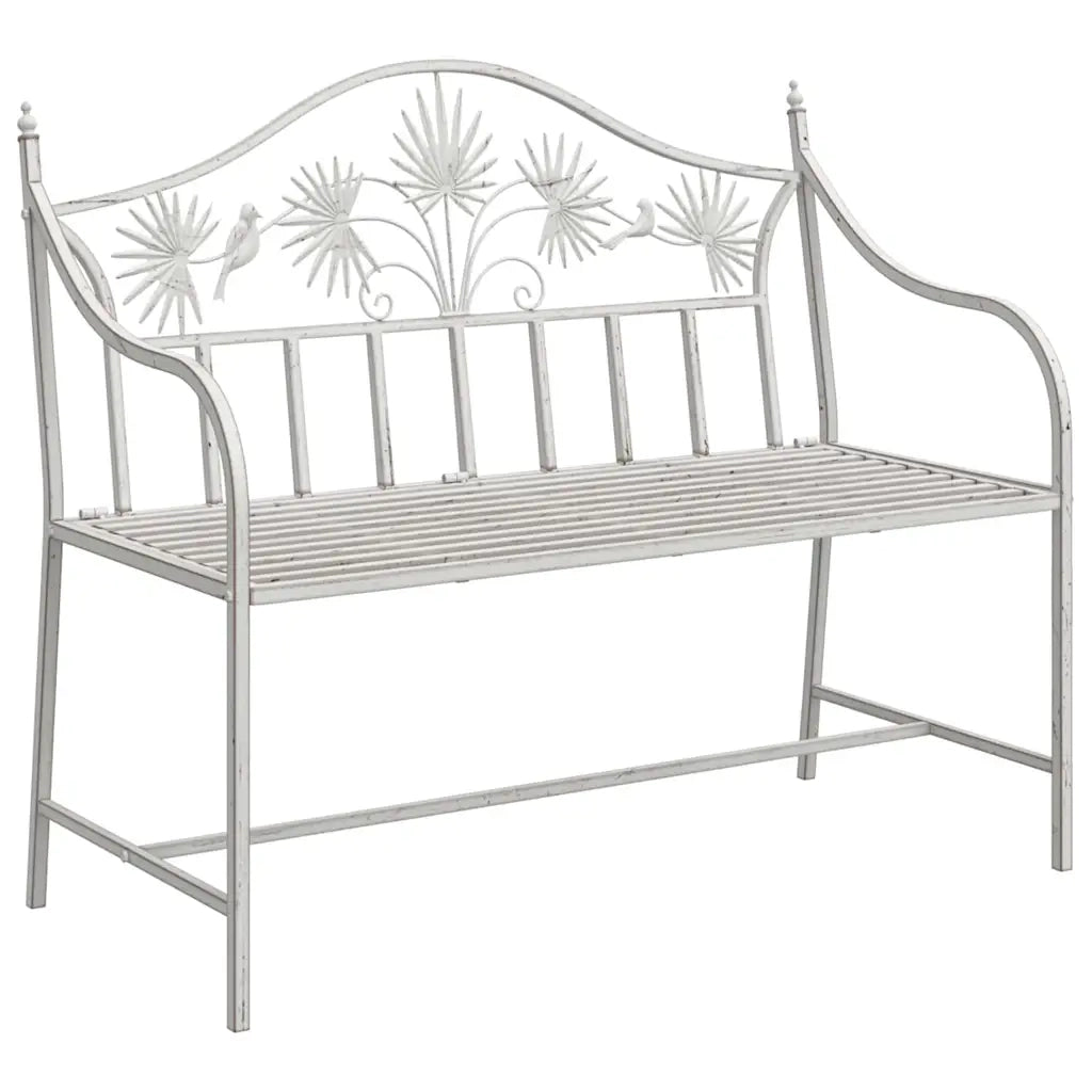 Panchina da giardino Bianco Antico 104 x 52,5 x 89 cm Acciaio 42008114