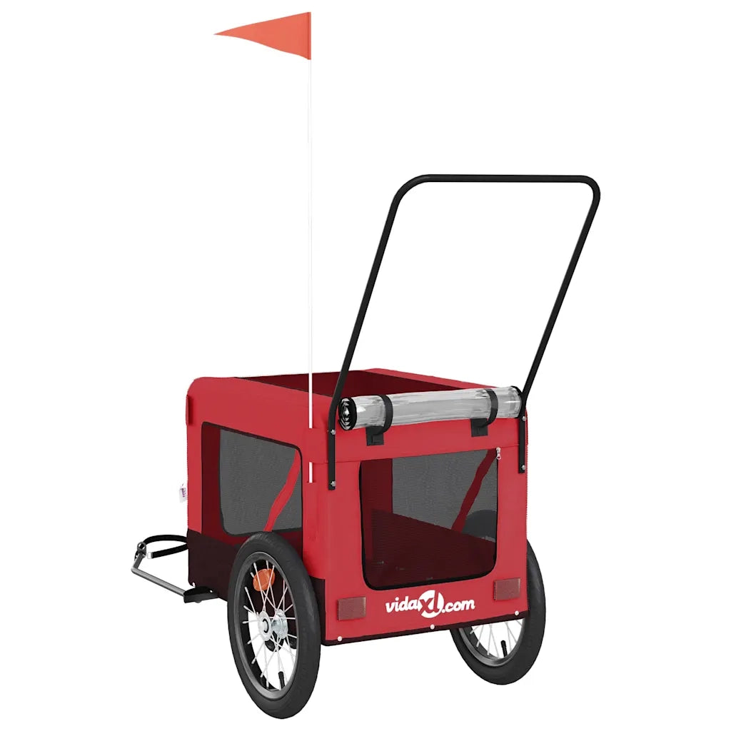Rimorchio da Bici per Animali Rosso e Nero Oxford e Ferro 93936