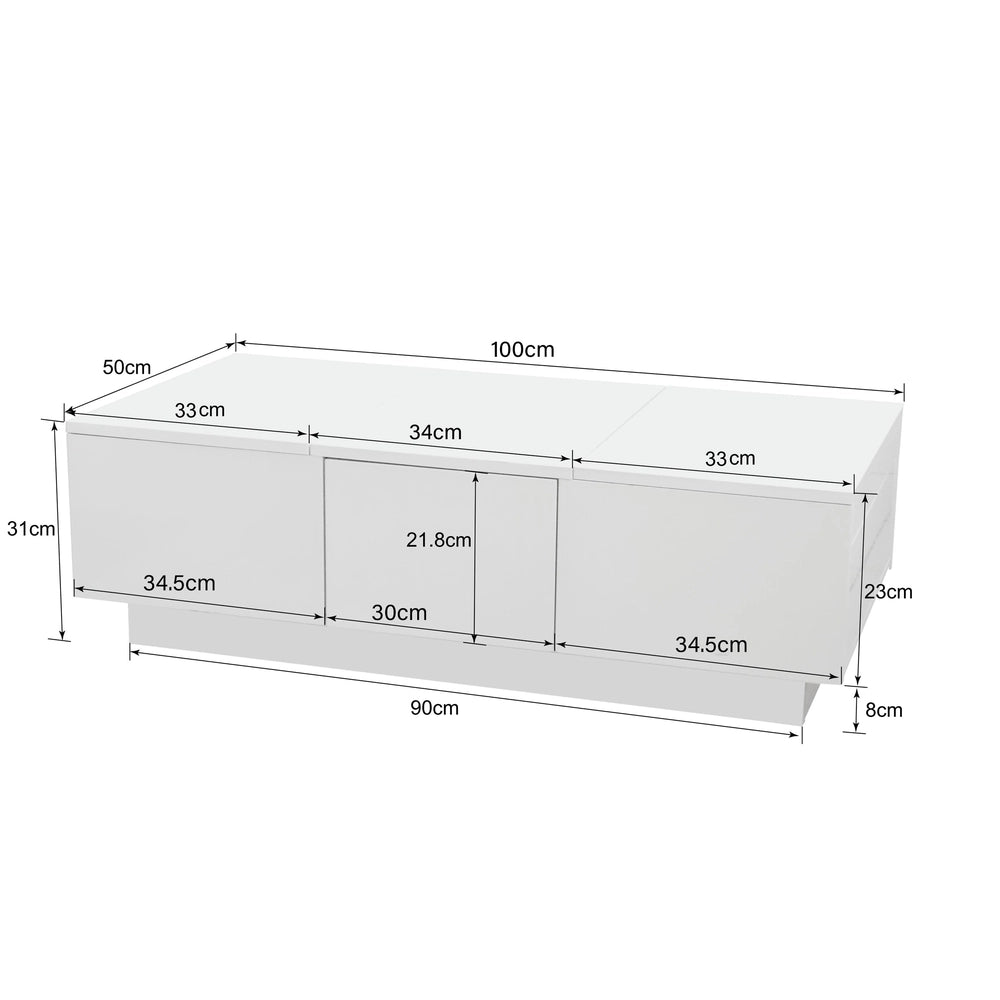 Tavolino da Caff¨¨ con Cassetti Push-Pull ¨C MINIMAL ¨C Bianco Lucido