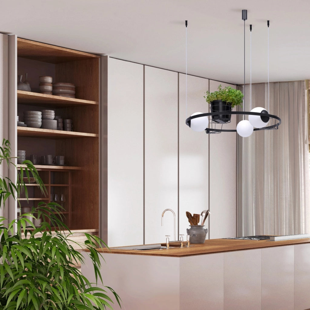 Lampada a sospensione Zuma Line PLANT 3xE27 nero/bianco