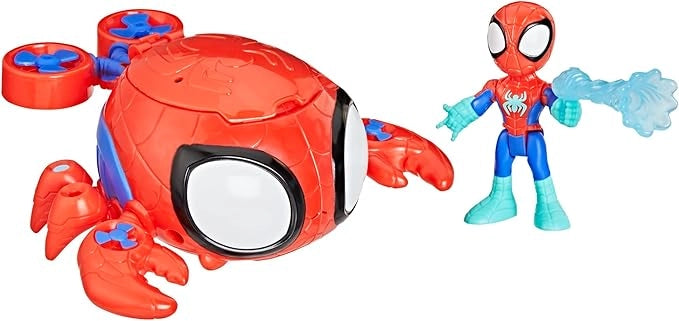 Marvel, Spidey e i suoi fantastici amici, Water-Webs, sottomarino giocattolo Spider Crab,Hasbro,Eta 3+