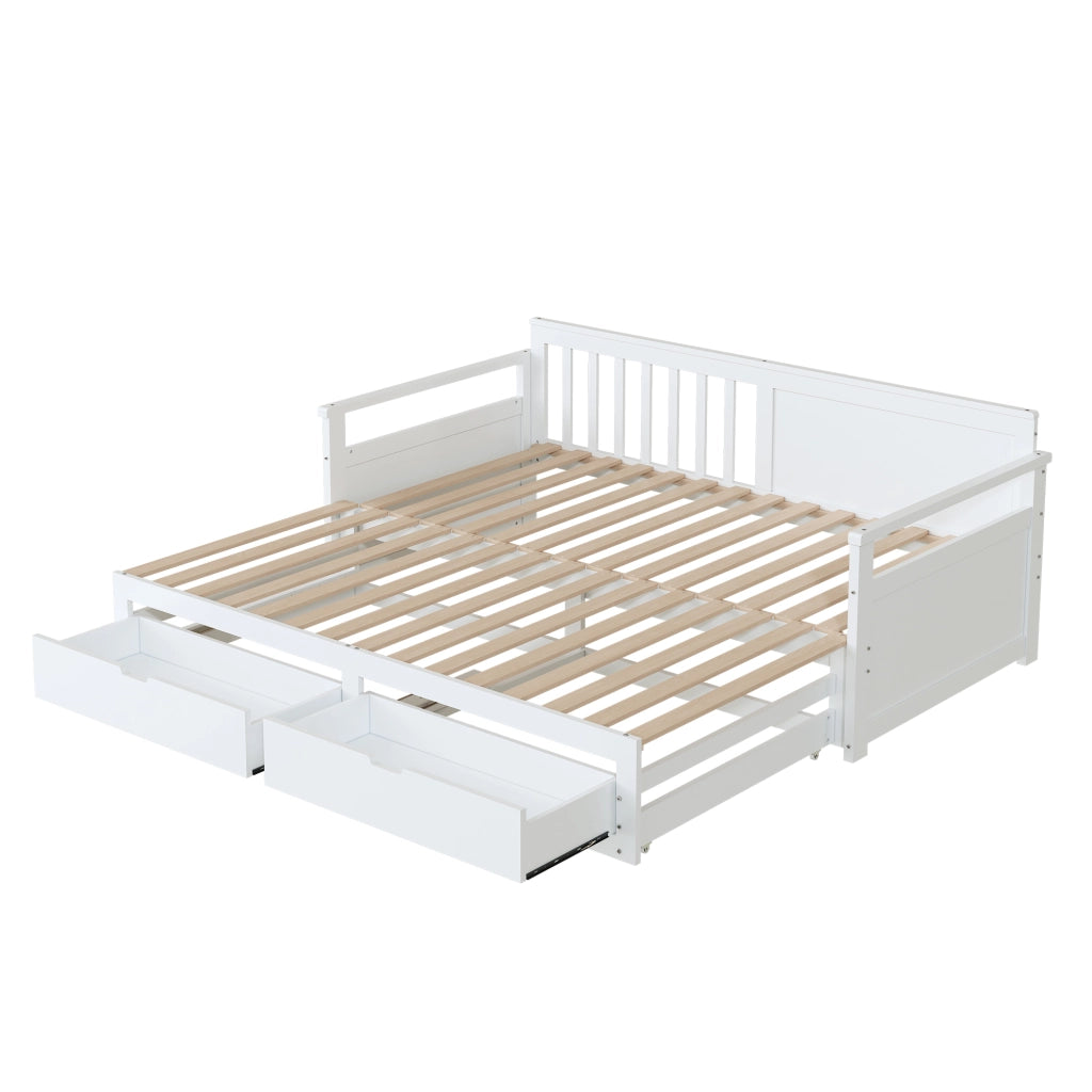 Letto giorno con funzione letto aggiuntivo in legno massello di pino 90x190 cm