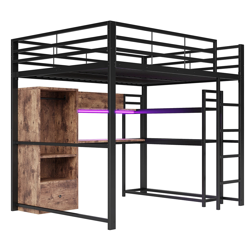 Letto gaming - Xylo - 140x200 cm LED metallo nero