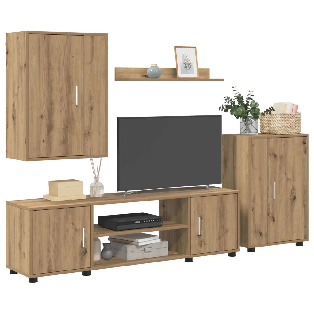 Set mobile TV 4 pcs Rovere artigianale Legno multistrato 3397903