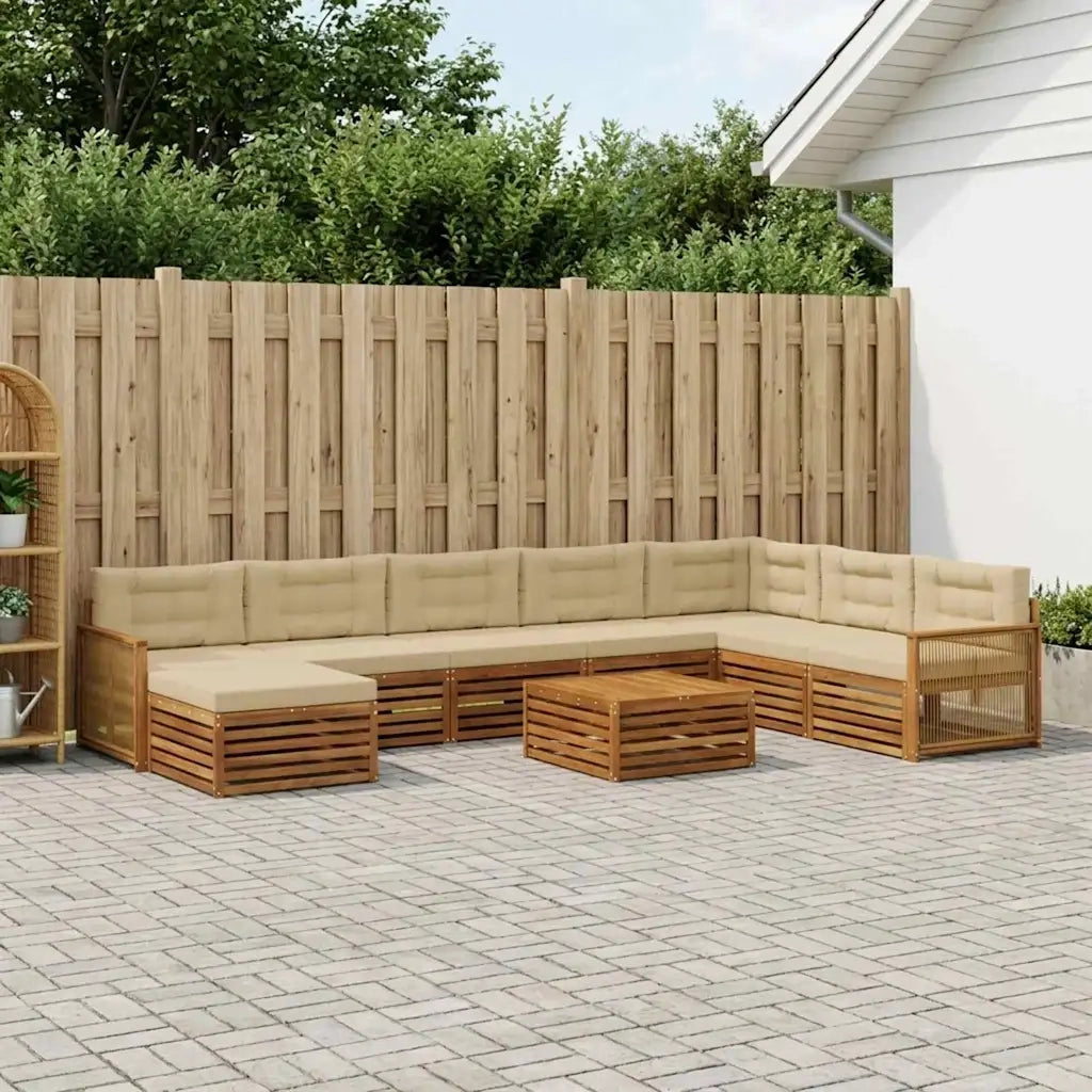 Set di divani da esterno con cuscino 9 pcs Naturale e Beige 3383751