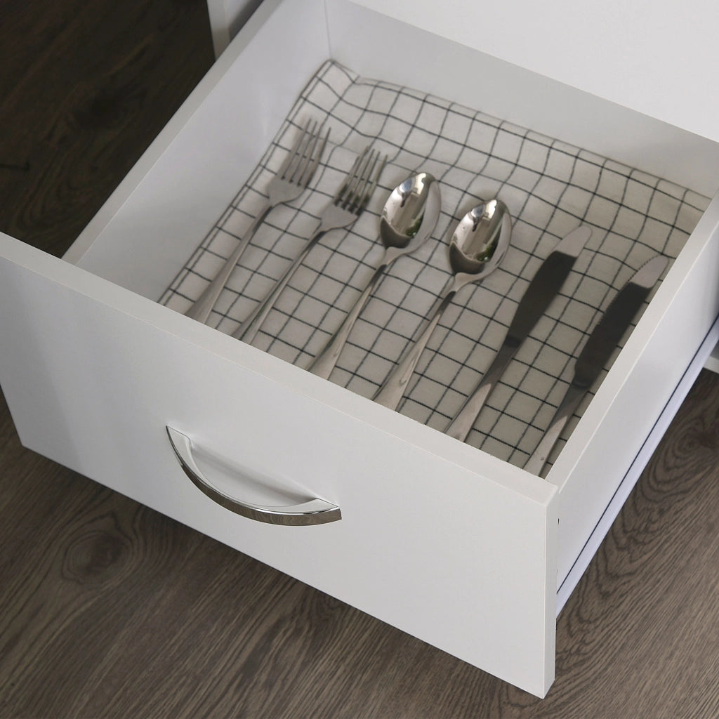 Credenza Moderna Bianco ¨C Xylo ¨C Legno, 2 Ante, 3 Cassetti, Mensole Regolabili, 80x39.5x183.5cm