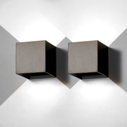 Set 2 Pezzi Applique LED da Parete 2 LED Design Quadrato IP65 Interno/Esterno Luce Naturale o Fredda Nero o Bianco Luce Fredda - Nero