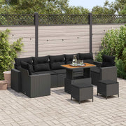 Set Divano da Giardino con cuscino 13 pcs Nero polyrattan 3363549