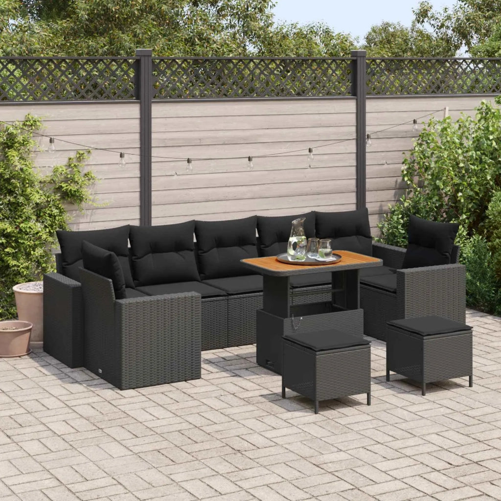 Set Divano da Giardino con cuscino 13 pcs Nero polyrattan 3363549
