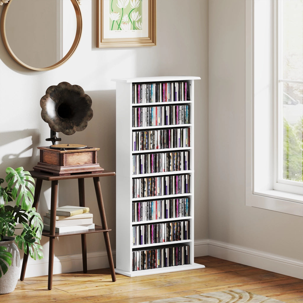 Libreria per CD e DVD con 8 scomparti e 6 ripiani regolabili ¨C Minimal ¨C bianco