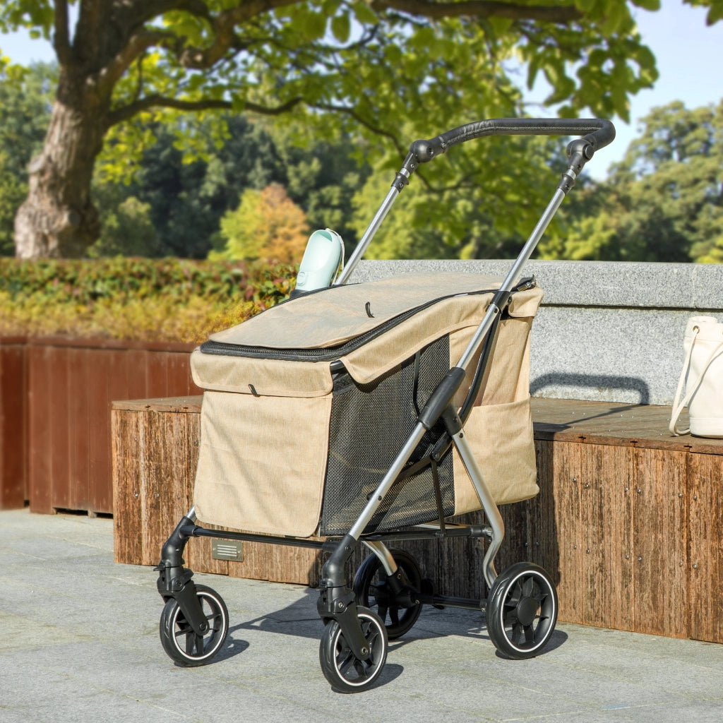 Carrello per Cani Pieghevole ¨C Minimal ¨C Cuscino Lavabile, Grigio