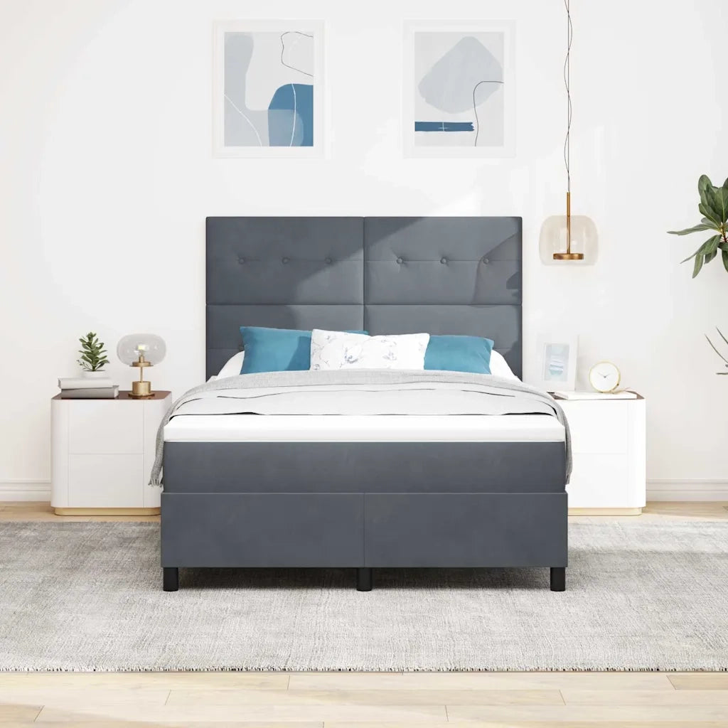 Letto a Sorgente LED Grigio scuro 140 x 200 cm Tessuto