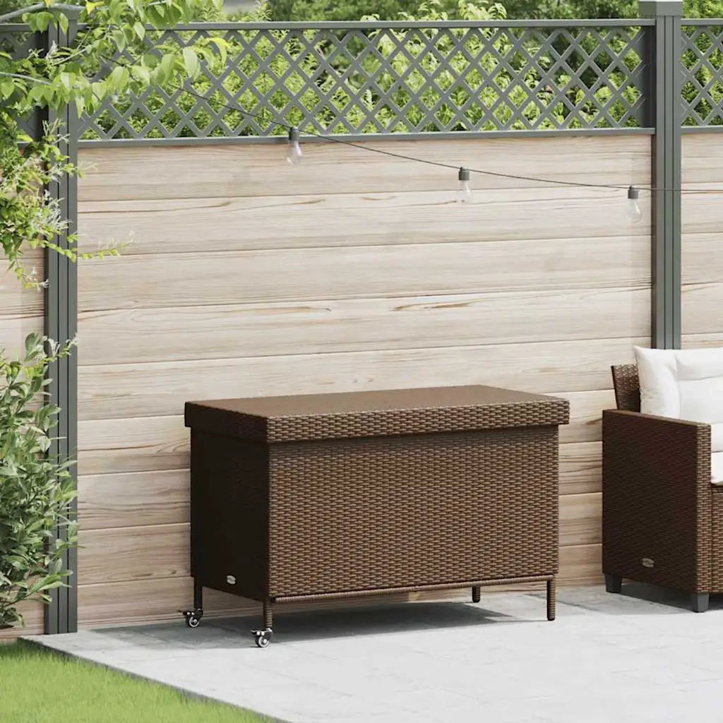Contenitore da Giardino con Ruote Marrone Polyrattan CFW3711719