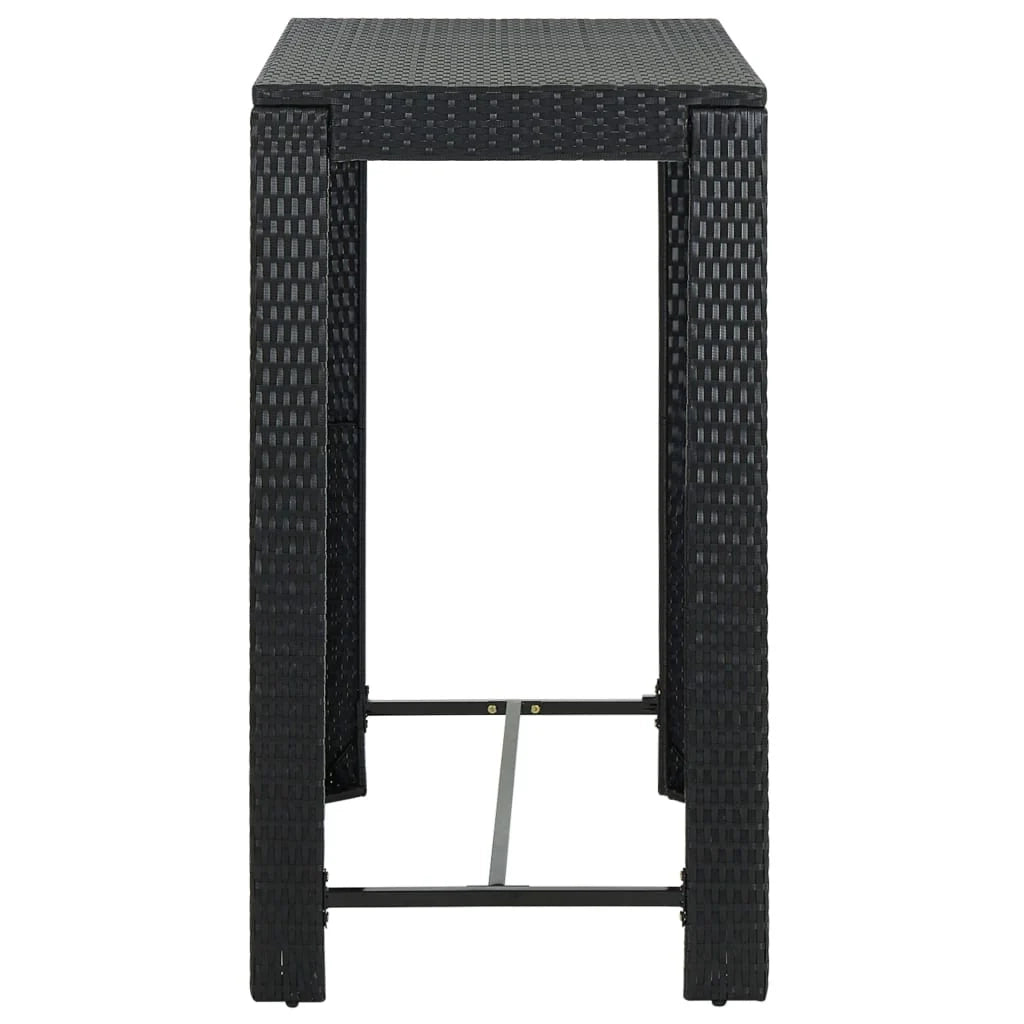Set da bar da giardino 7 pezzi e cuscini in resina intrecciata nera 02_0013433