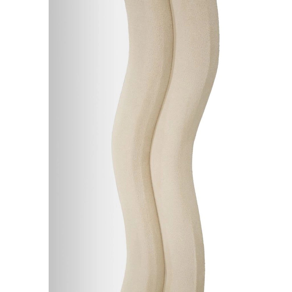 Specchio da parete Miki XL con cornice in velluto crema