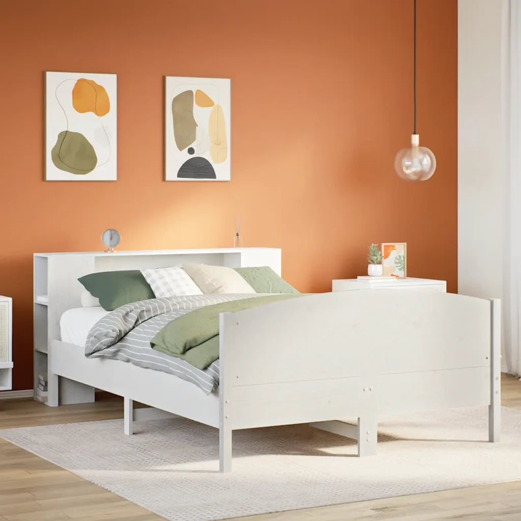 Letto Libreria senza Materasso Bianco 150x200 cm Legno di Pino 3323063