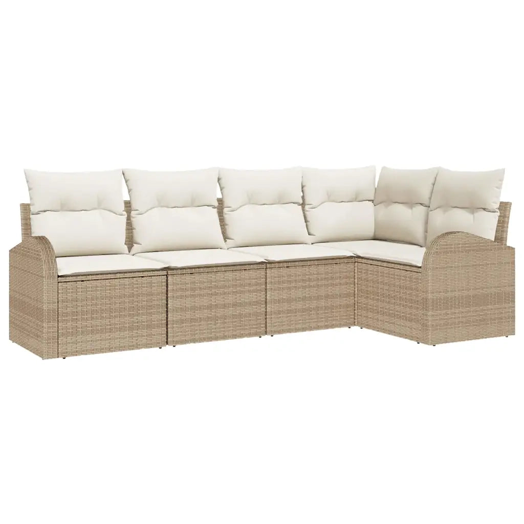 Set di divani con cuscino 5 pcs Beige Poliestere