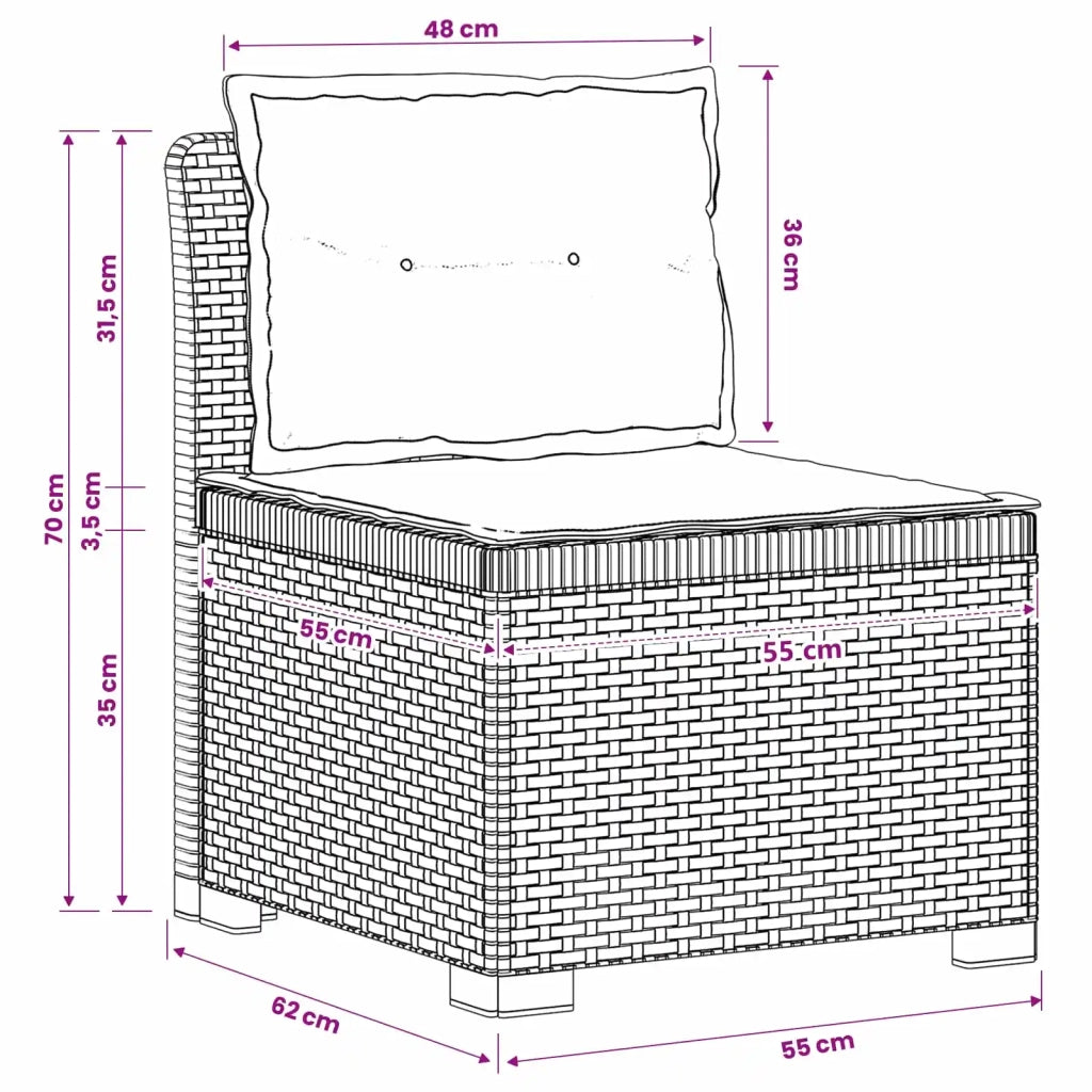 Divano da esterno-Divano da Giardino 3 posti con cuscini in look rattan PP 630700