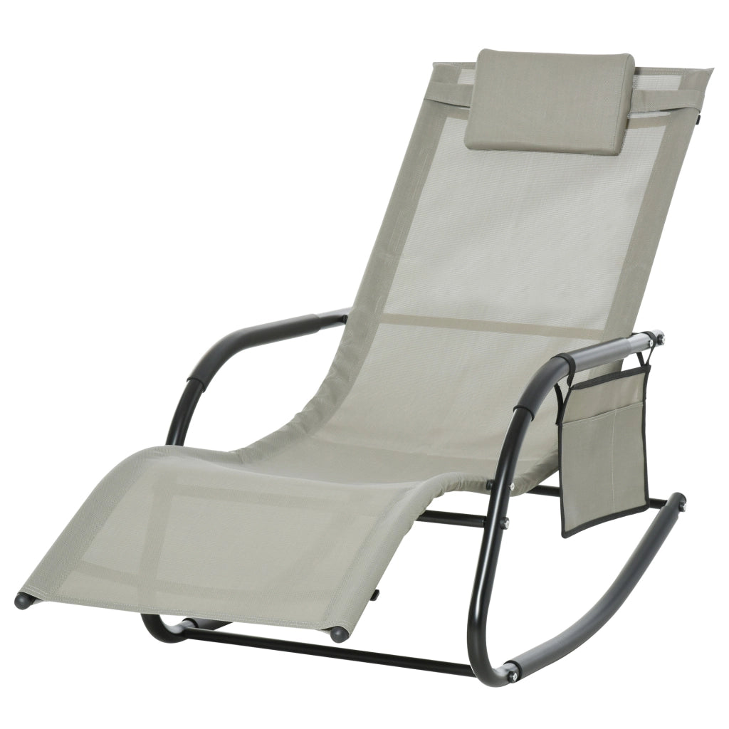 Poltrona a Dondolo da Giardino ¨C Minimal ¨C Nero e Grigio, 150x62x88 cm