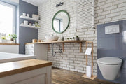 Set di wc in bambù e MDF bianco - 30 x 21 x 82 cm. con sistema soft-close