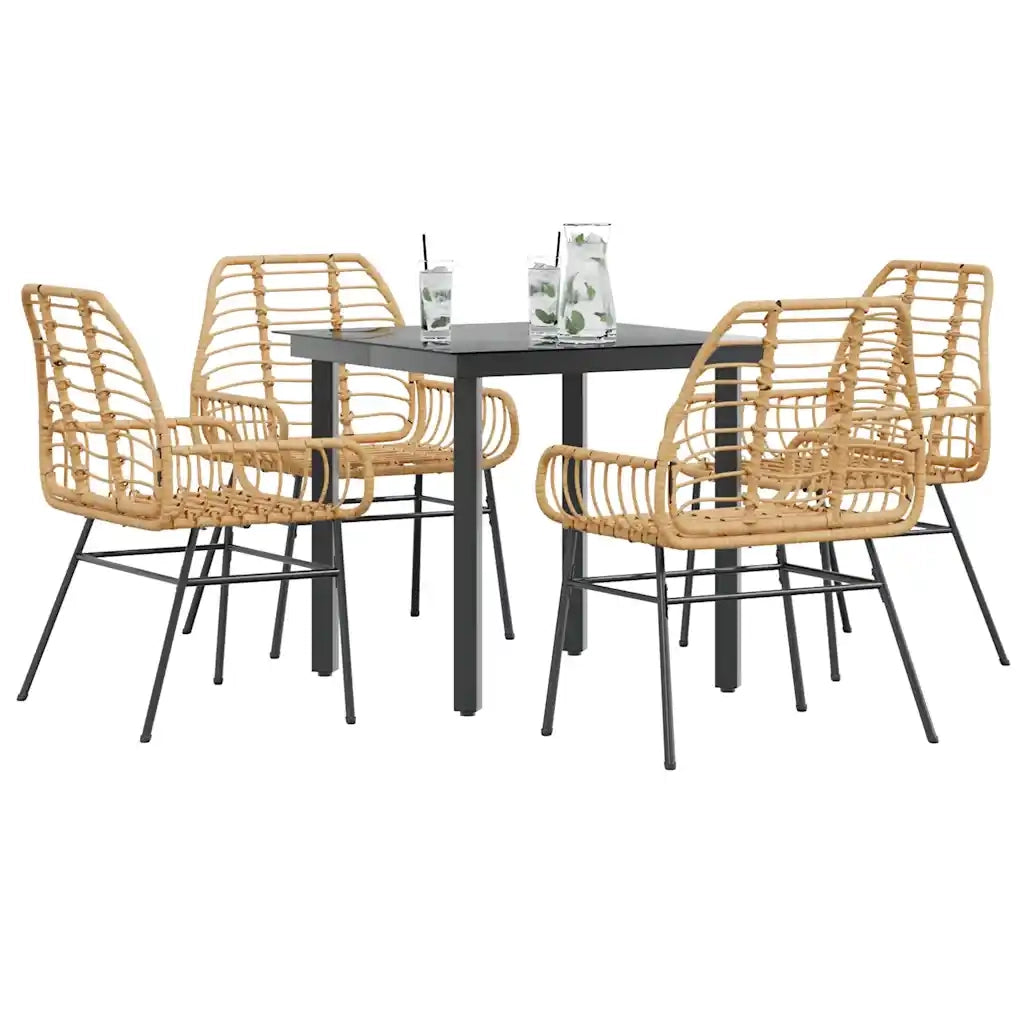 Set da Pranzo da Giardino 5pz Polyrattan Vetro 3334542