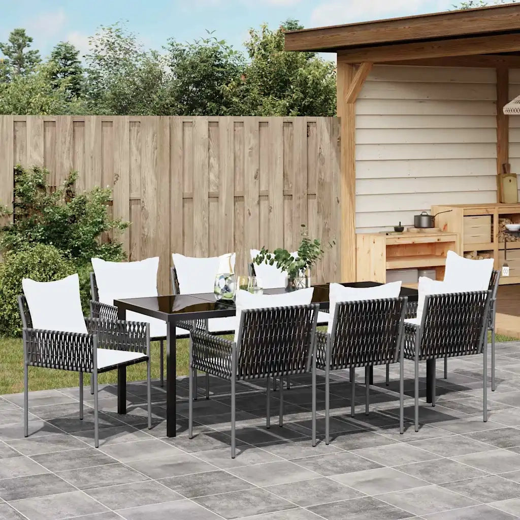 Set da Pranzo per Giardino 9 pcs Marrone e Nero Rattan in PE 3379099