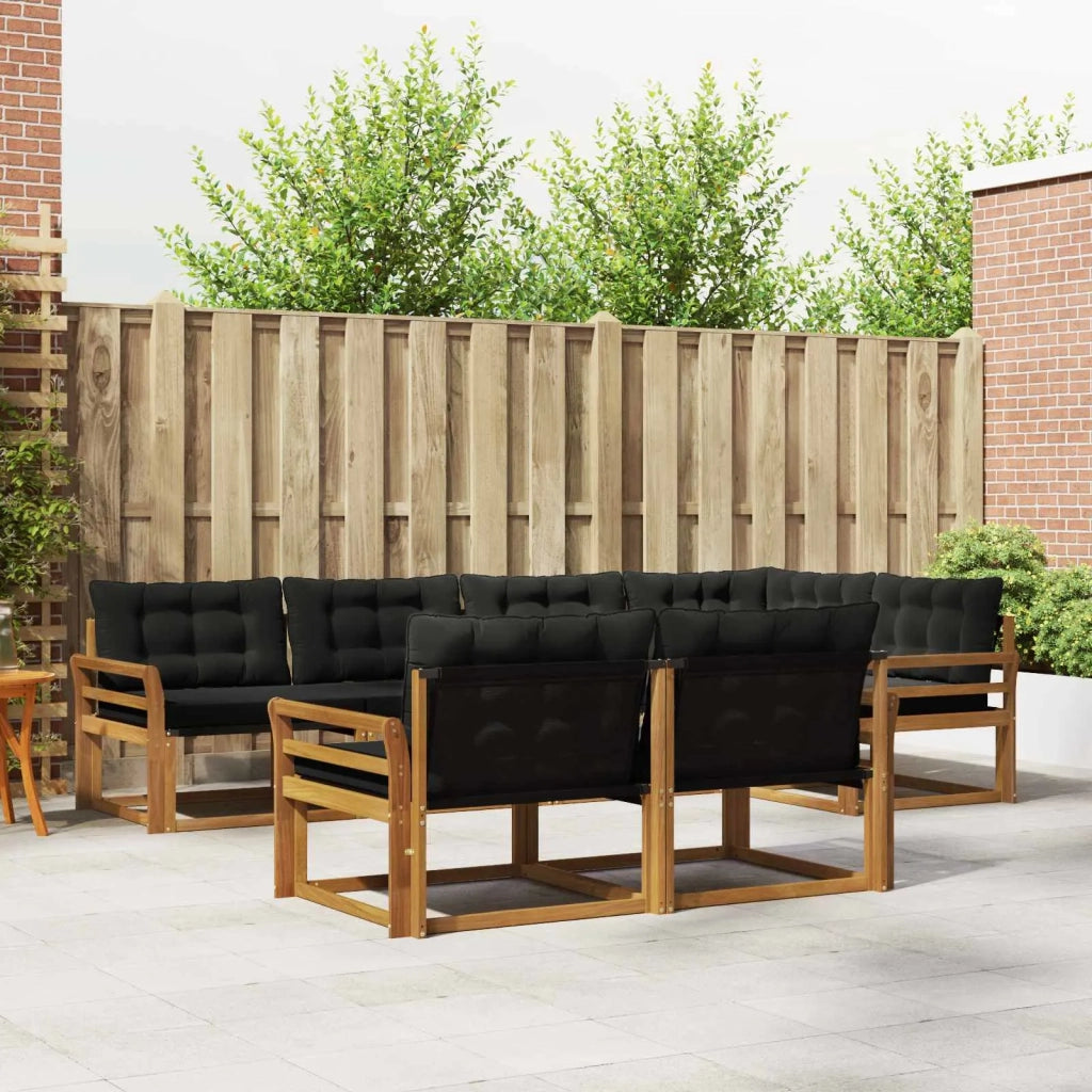 Set di divani da esterno con cuscino 7 pcs Naturale e Nero 3369555