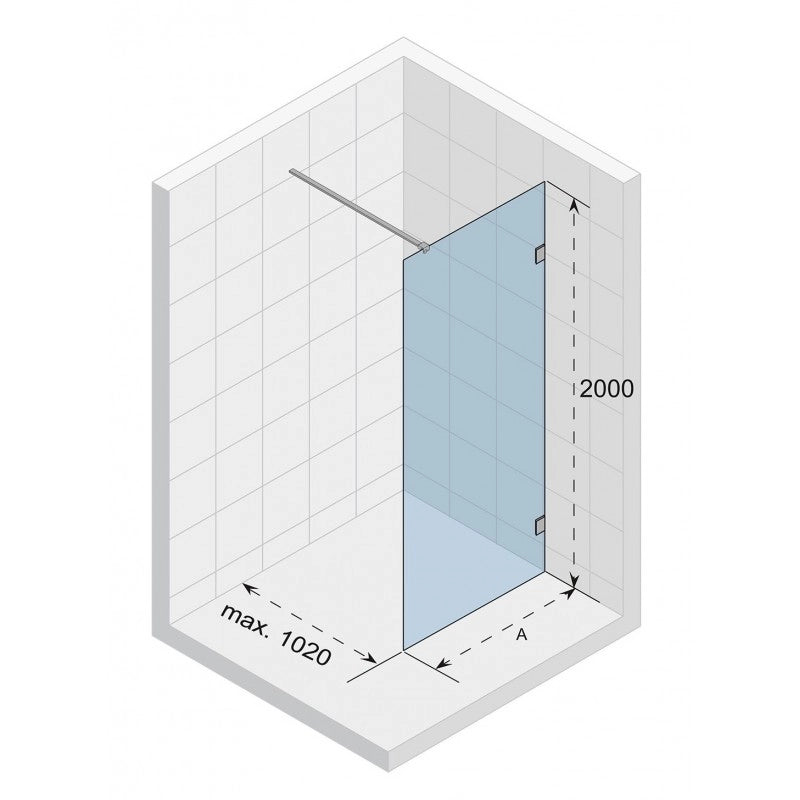 Parete doccia walk-in SCANDIC NXT 400 RIHO 80 x200 cm con cerniere nere