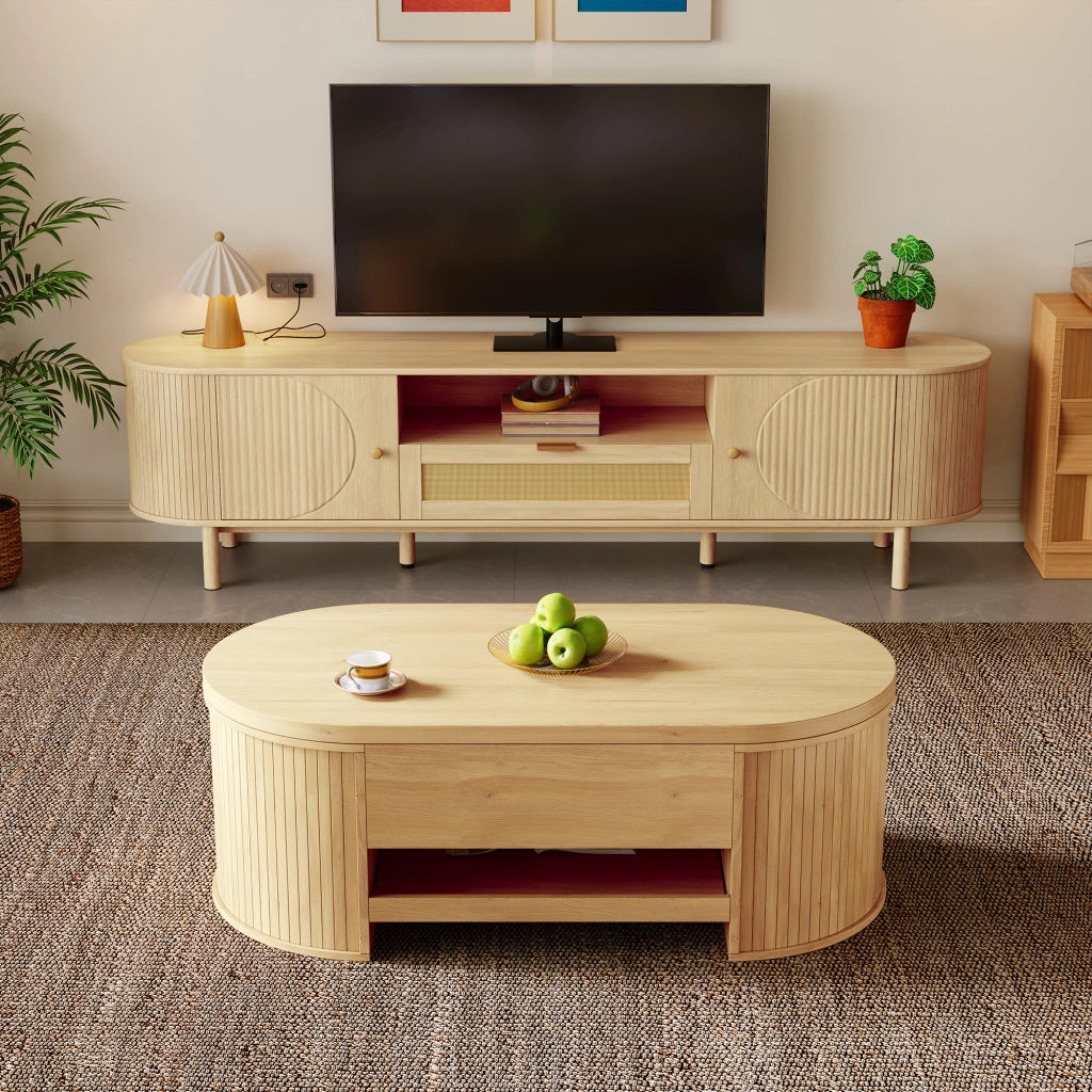 Credenza TV Natural in MDF lunghezza 175 cm