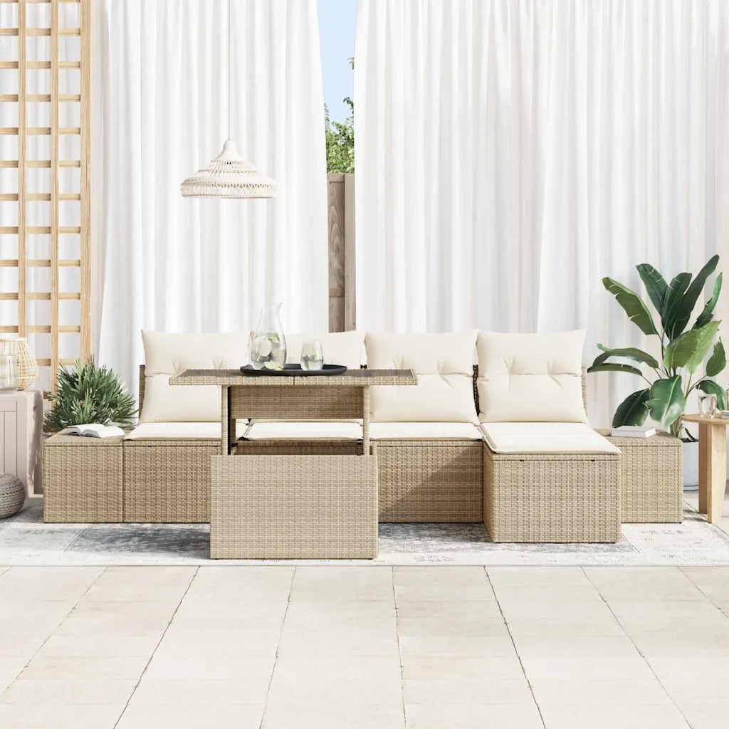 Set Divano da Giardino 6 pcs Beige Poly Rattan 3357904