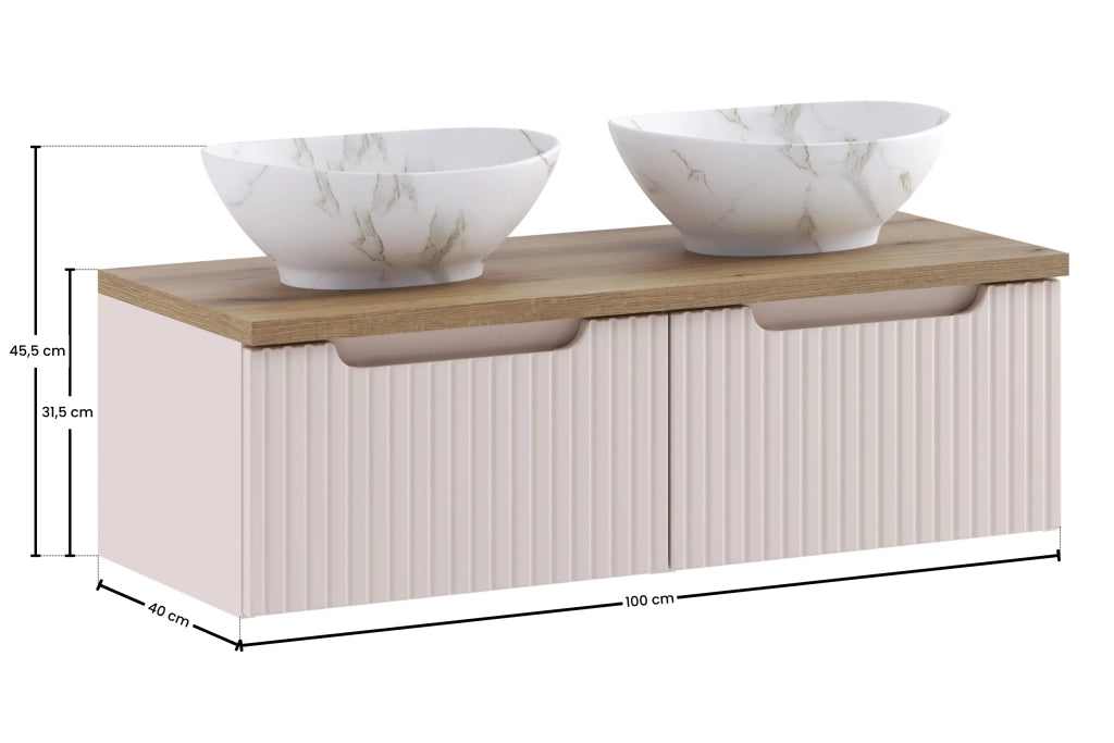 Set mobili bagno 100 cm con piano e lavabo da appoggio Pati Nova Cashmere 100 cm