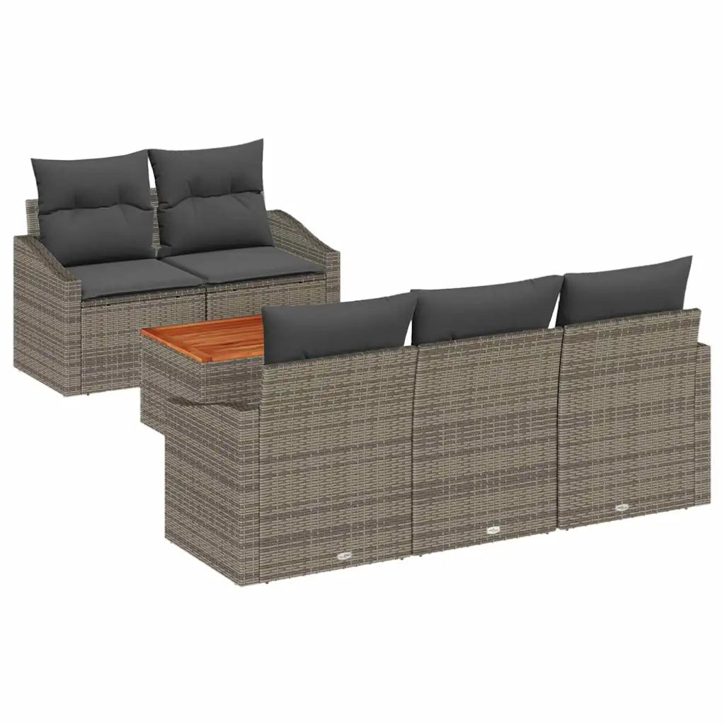 Set Divano da Giardino 6 pcs Grigio polyrattan
