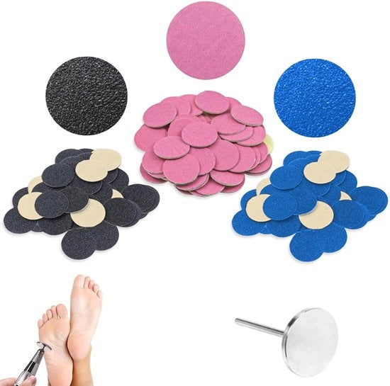 Pedicure - Kit di schiurazione per piedi 151 pezzi - Carta abrasiva/Dischi abrasivi - Spazzola per piedi - Cura della pelle - Acciaio inossidabile - Lavabile/Duraturo - Carta abrasiva per piedi
