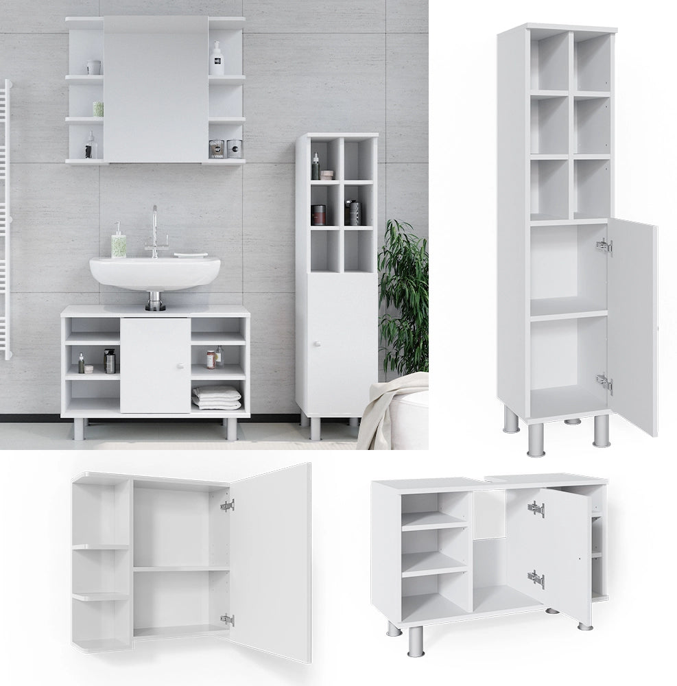 Vicco Set mobili bagno Bianco 3 parti
