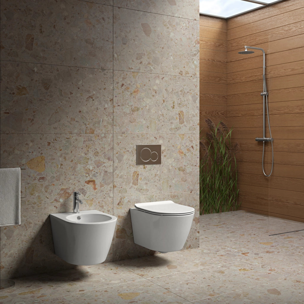 Sanitari sospesi SALVASPAZIO WC, Bidet, Copriwater soft-close GRECALE Bianco