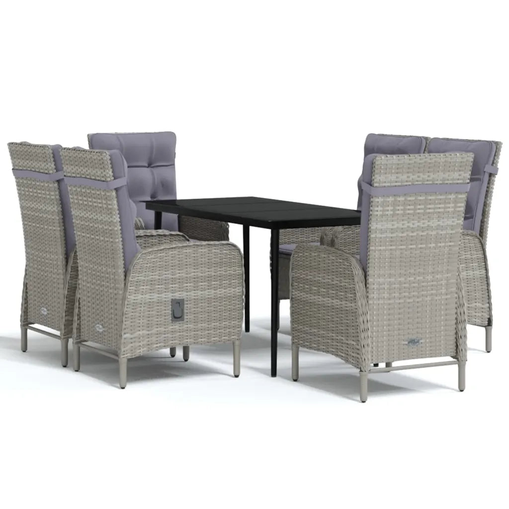 Set da Pranzo da Giardino 7 pz con Cuscini Grigio e Nero 3099374