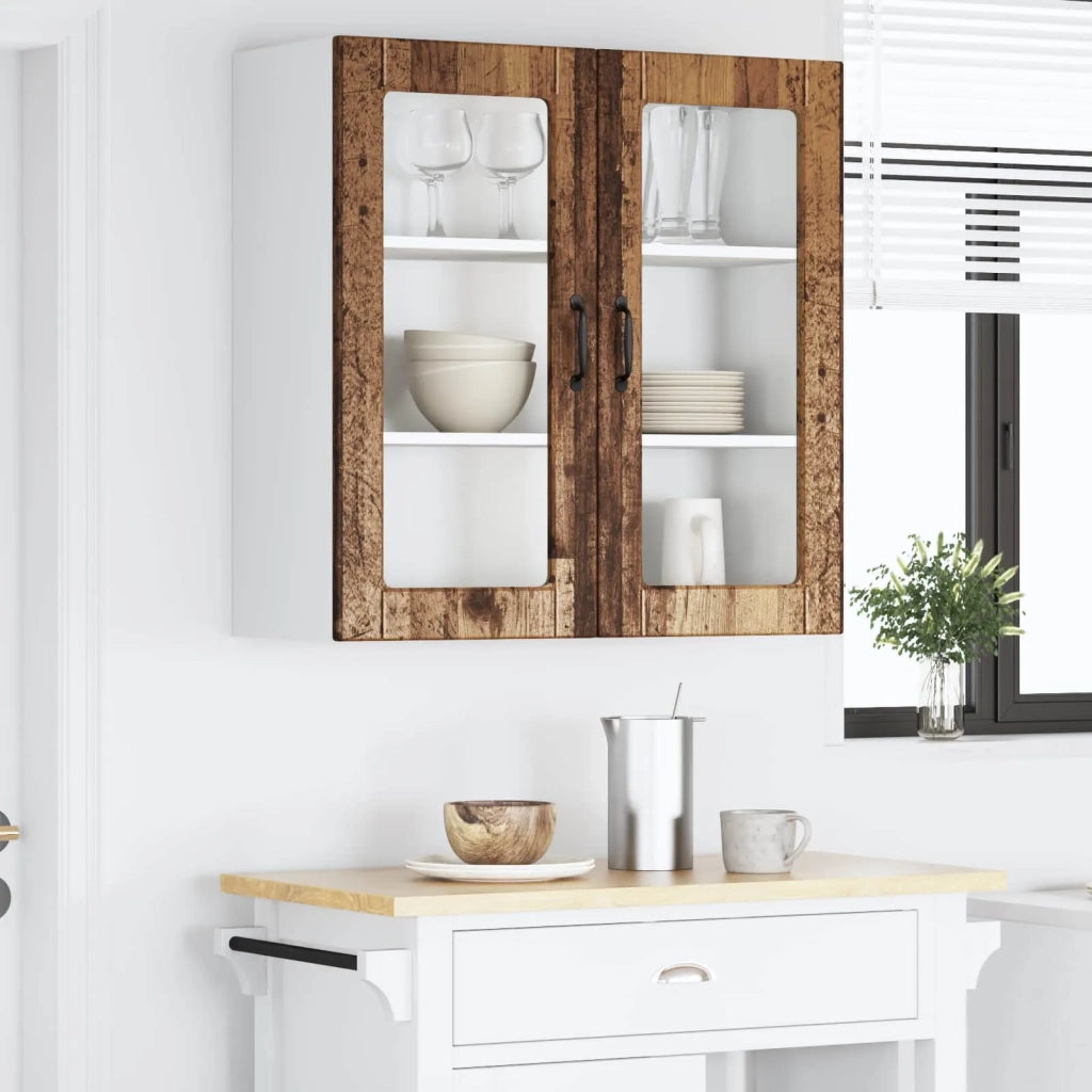 Pensile da cucina | Mobile in vetro da parete PORTO Legno vecchio 80 x 31 x 80 cm