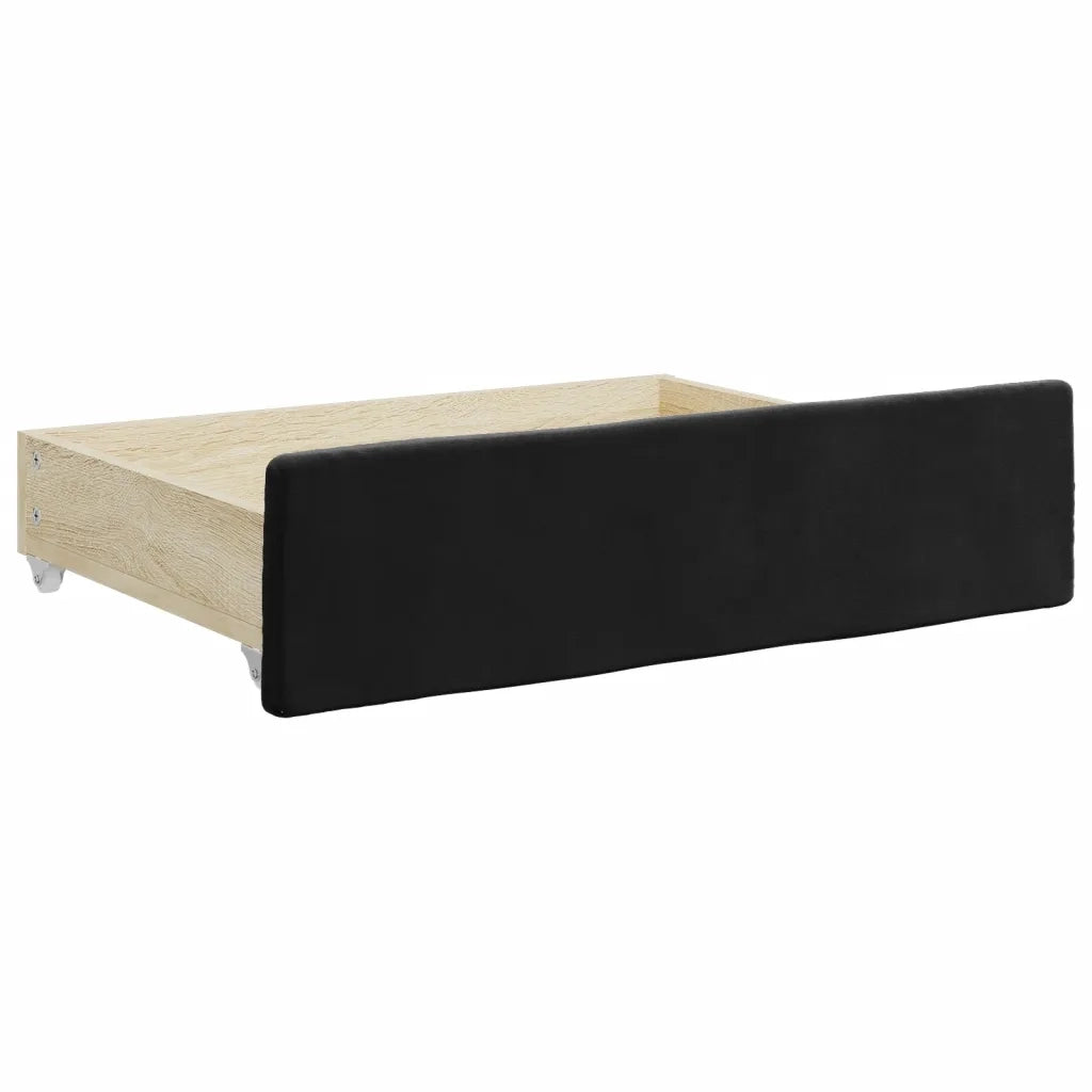 Divano Letto Estraibile con Cassetti Nero 90x190 cm in Velluto 3197834