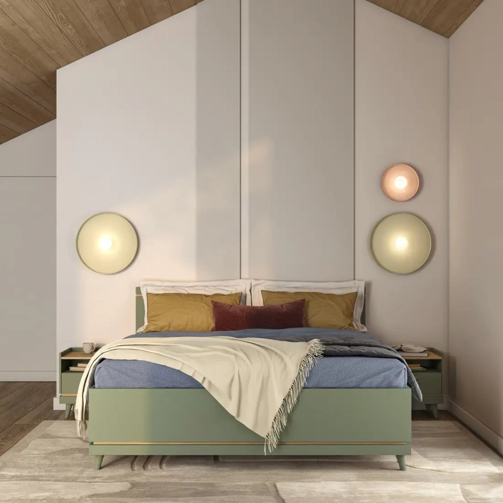 Letto contenitore NOKI – 160x200 cm verde e legno – Stile scandinavo