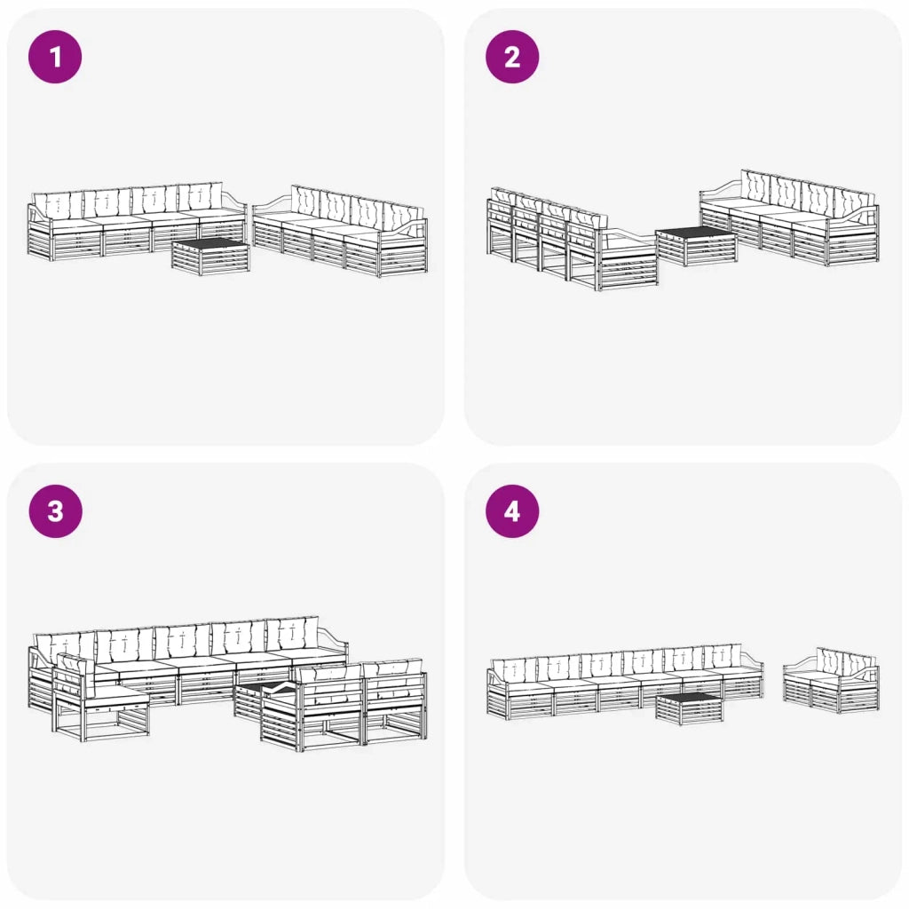 Set di divani da esterno 9 pz Bianco e Antracite Poliestere 3390262
