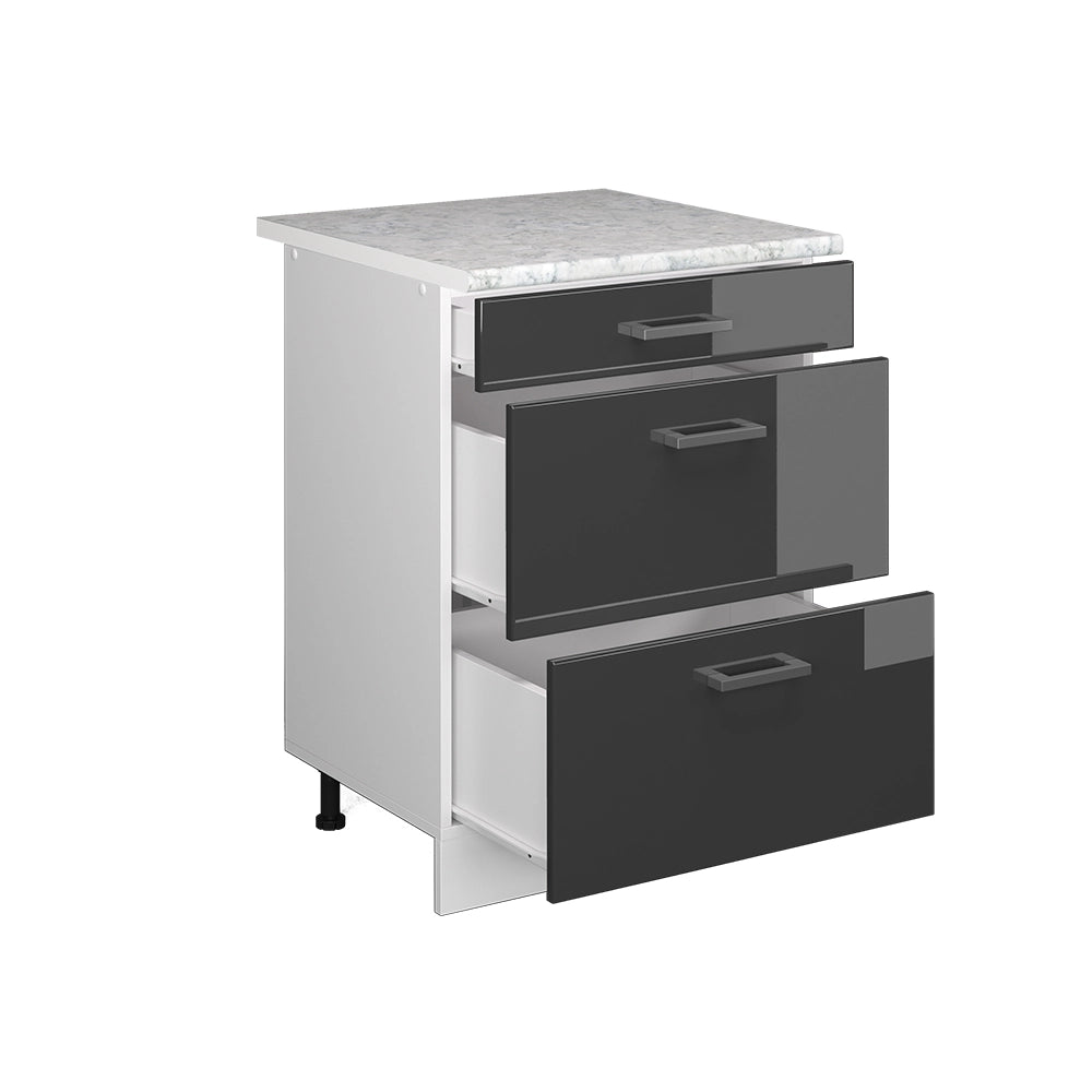 Vicco Base universale Antracite lucido 60 cm con cassetti